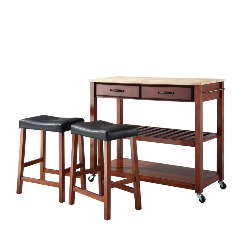 Three Posts™ Diamondback Solid Wood Kitchen Island Set & Reviews Wayfair